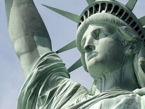 Statue of Liberty with Manhattan skyline